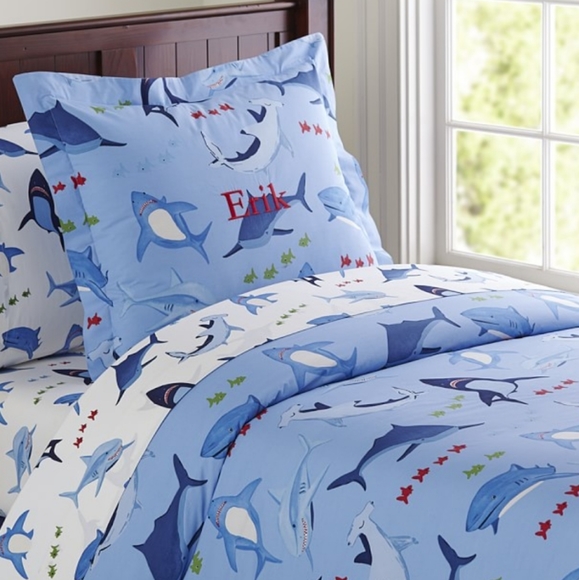 Pottery Barn Kids Shark Bite Full-Queen Duvet Cover - Picture 1 of 4